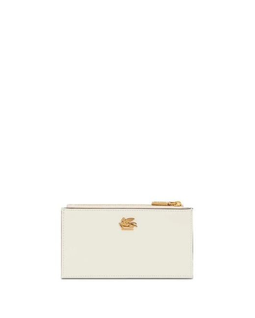 Etro White Pegaso Leather Cardholder