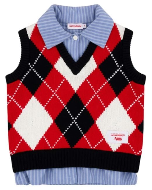 Pull À Losanges Charles Jeffrey pour homme en coloris Red