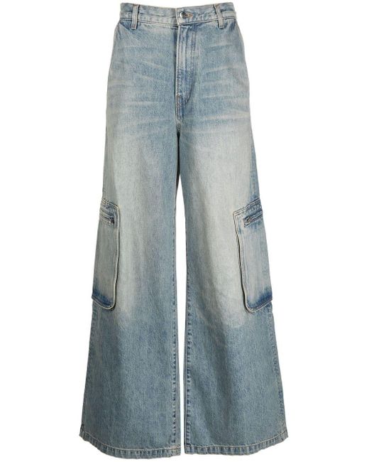 Amiri Denim Stonewashed Wide-leg Jeans in Blue | Lyst
