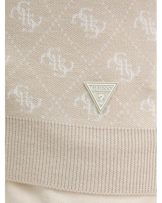Guess White Logo-Jacquard Sweater for men