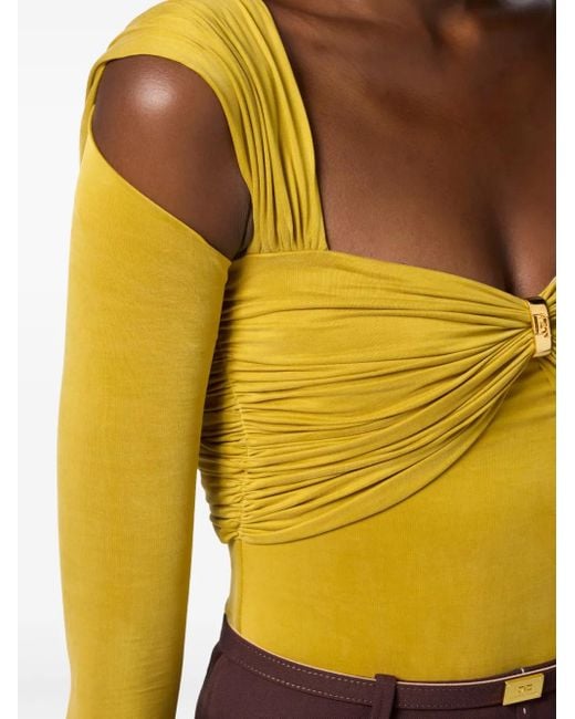Elisabetta Franchi カットアウトスリーブ ボディスーツ Yellow
