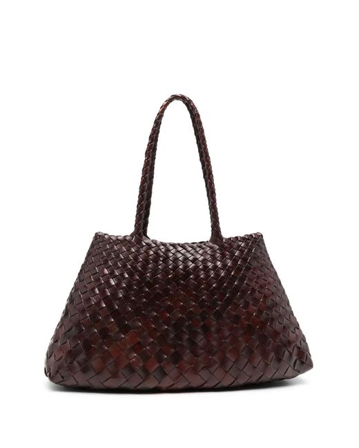 Dragon Diffusion Brown Santa Croce Woven-Leather Tote Bag