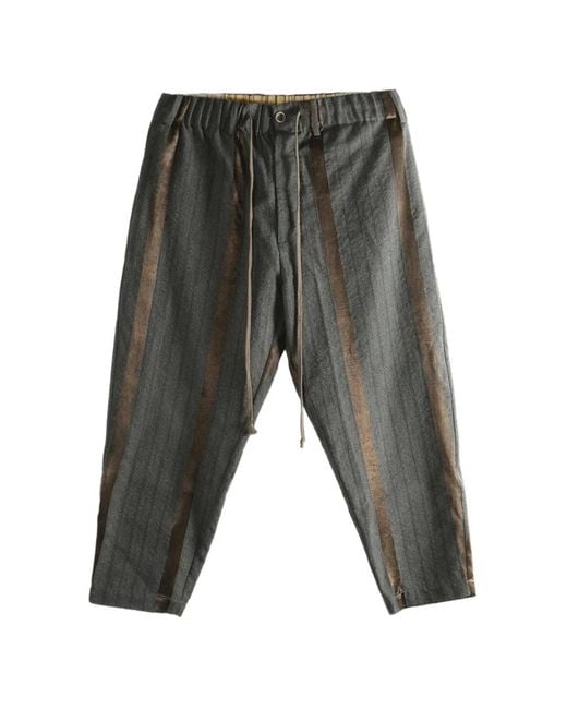 Uma Wang Gray Striped Pyjama Trousers for men