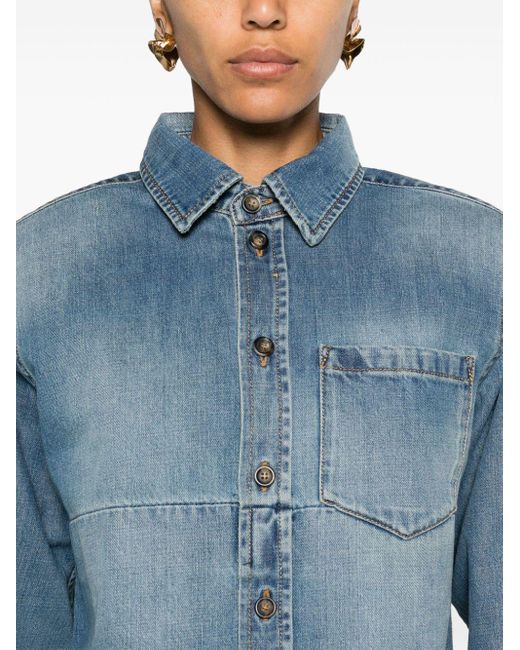 Chemise en jean à coupe crop Victoria Beckham en coloris Blue