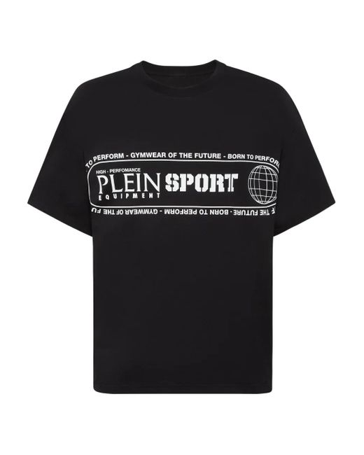 Philipp Plein Black Logo-Print Round-Neck T-Shirt for men