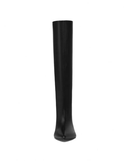 POTAMY Black Point-Toe Knee-High Boots