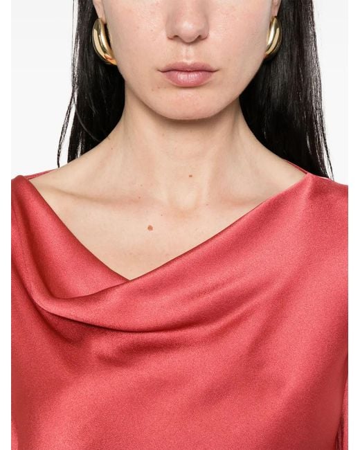 Alberta Ferretti Red Satin Blouse