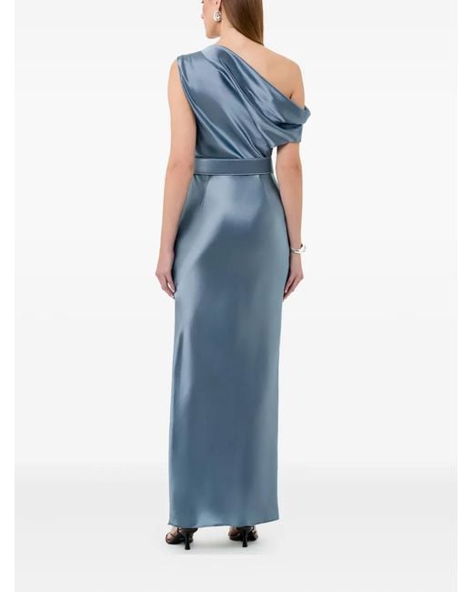 Nicholas Blue Eartha One-Shoulder Belted Midi Dress