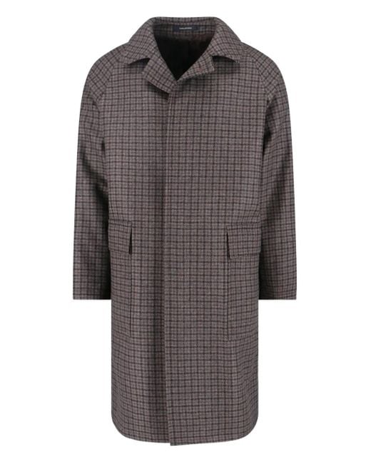 Tagliatore Gray Check Buttoned Coat for men
