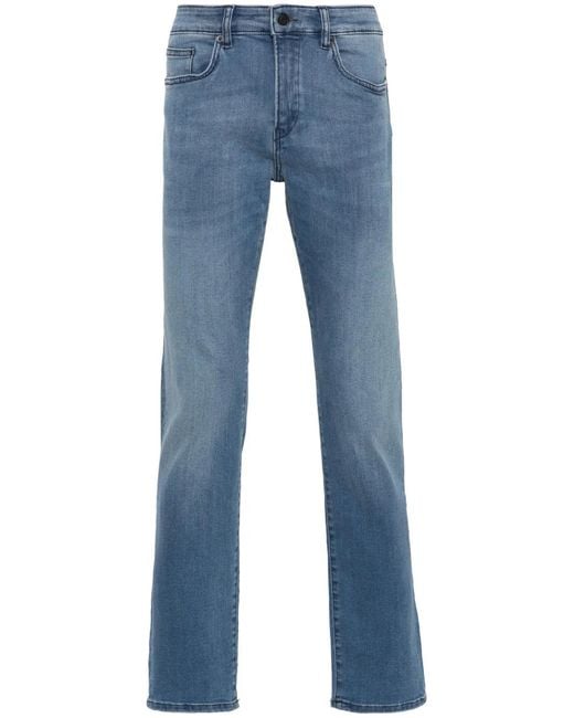 Boss Blue Mid-Rise Straight-Leg Jeans for men