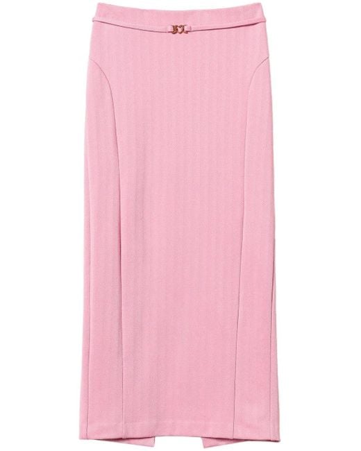 Gonna Midi Con Motivo A Spina Di Pesce di Twinset in Pink