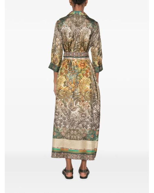 Pierre Louis Mascia White Floral-Print Belted Dress