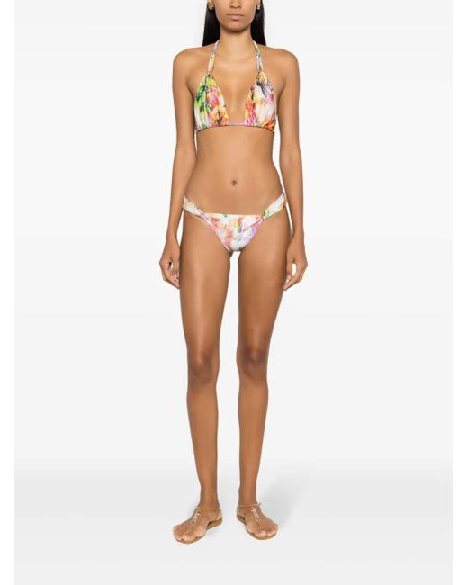 Lenny Niemeyer Pink Abstract-Print Bikini Top