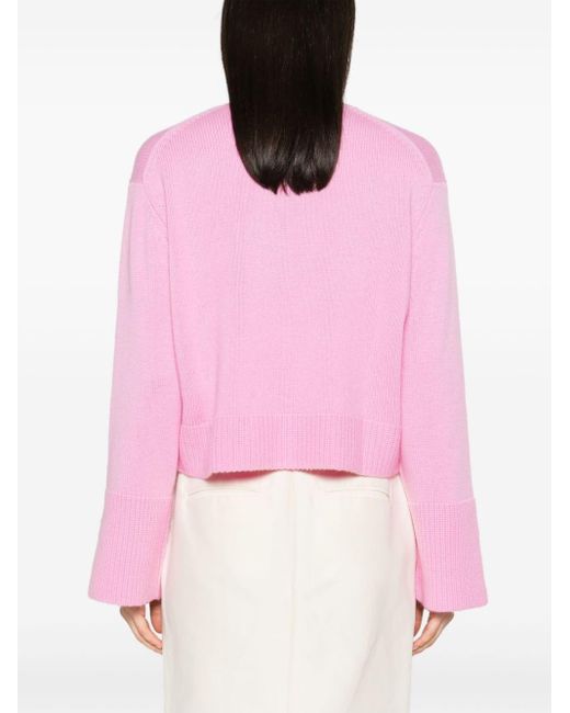 Allude Pink V-neck Cashmere Cardigan
