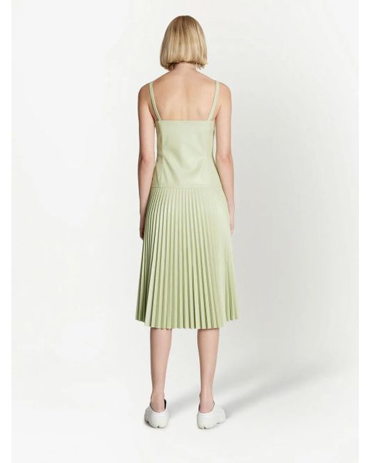 Proenza Schouler Green Faux-Leather Drop-Waist Dress