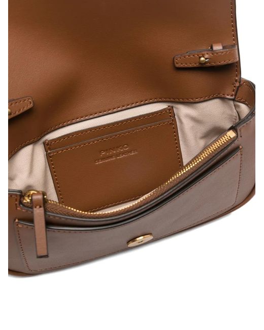Pinko Brown Small Love One Pocket Cross Body Bag