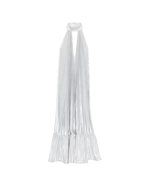 white pleated halter dress Halter A-line Long White Wedding Dress with Lace Top – FancyVestido