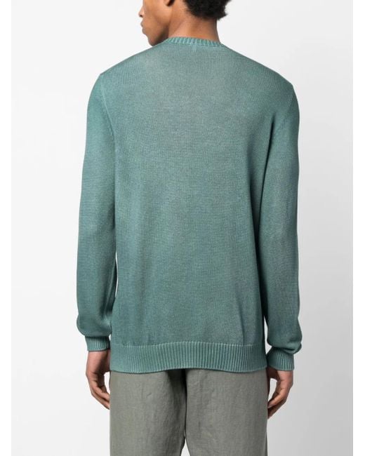 Fedeli Green Crew-Neck Cotton Jumper for men