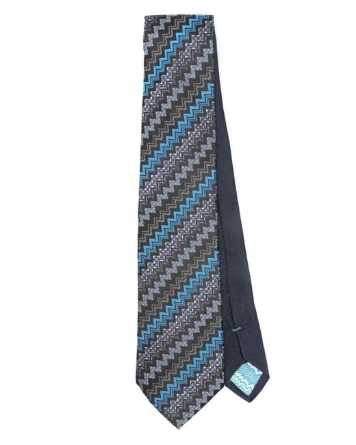 Missoni Blue Zigzag-jacquard Silk Tie for men