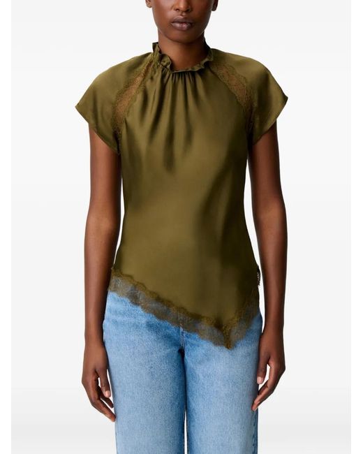 Claudie Pierlot Green Satin Victorian Collar Top