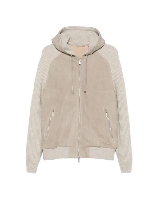 Eleventy White Suede Panelled Jacket for men