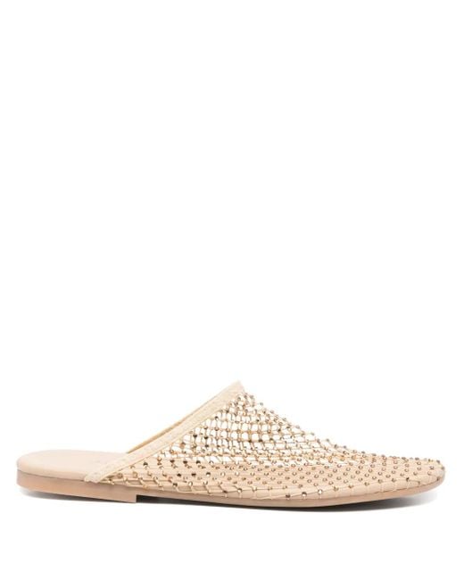 Alysi White Rhinestone-Embellished Mules