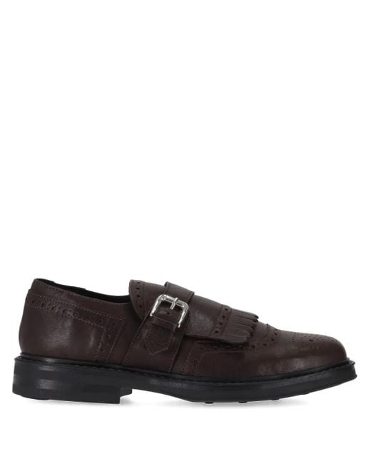 P.A.R.O.S.H. Black Buckle Fringed-Detail Monk Shoes