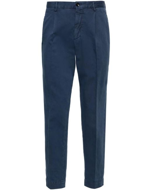 Incotex Blue Pleat-Detail Cropped Trousers for men