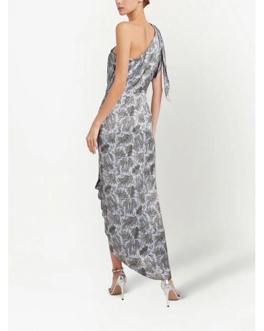 Cinq À Sept Gray Gretchen Floral-Print Asymmetric Dress