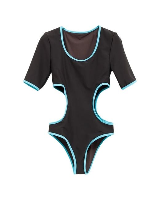 Paloma Wool Black Cut-Out Short-Sleeve Swimsuit