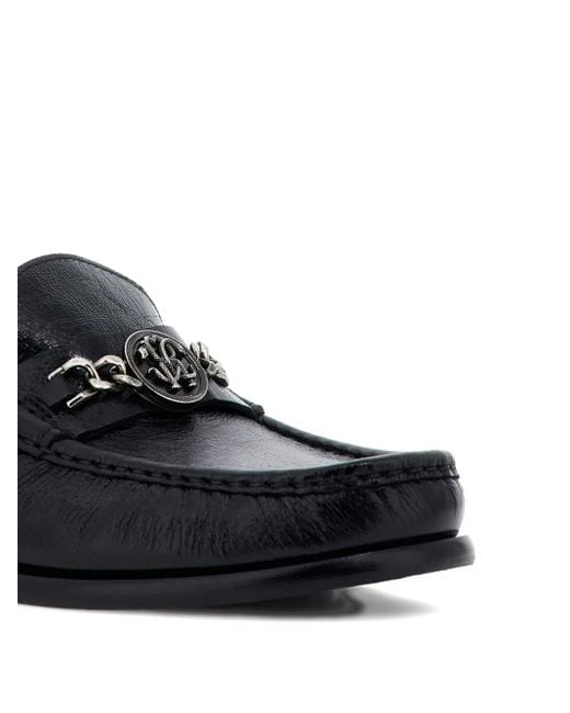 Roberto Cavalli Black Chain-Embellished Loafers for men