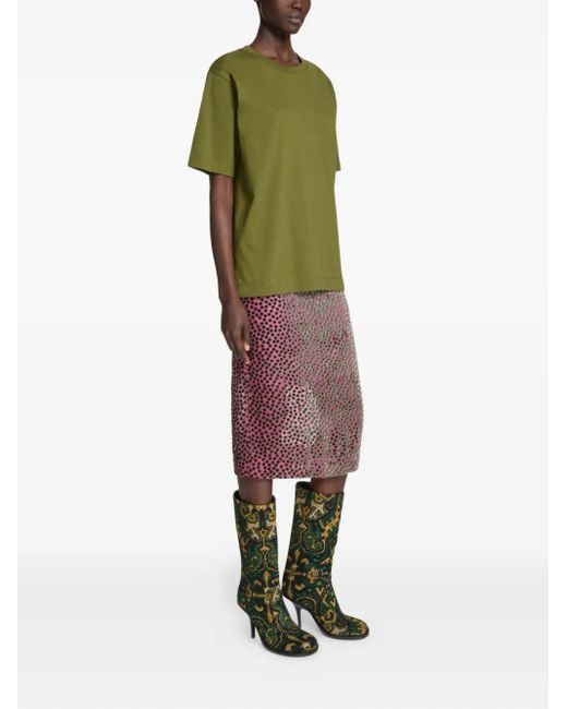 Dries Van Noten Green Button-Embellishment Cotton T-Shirt
