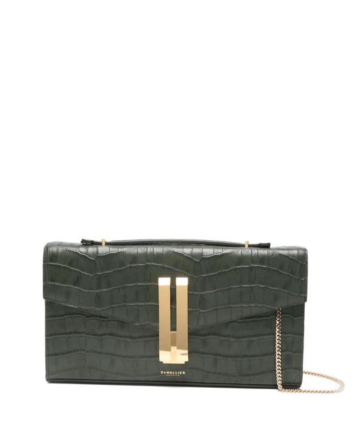DeMellier London Gray Vancouver Crocodile-Effect Clutch Bag