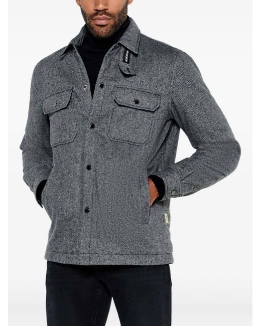 Woolrich Hemdjacke mit Fischgrätenmuster in Gray für Herren