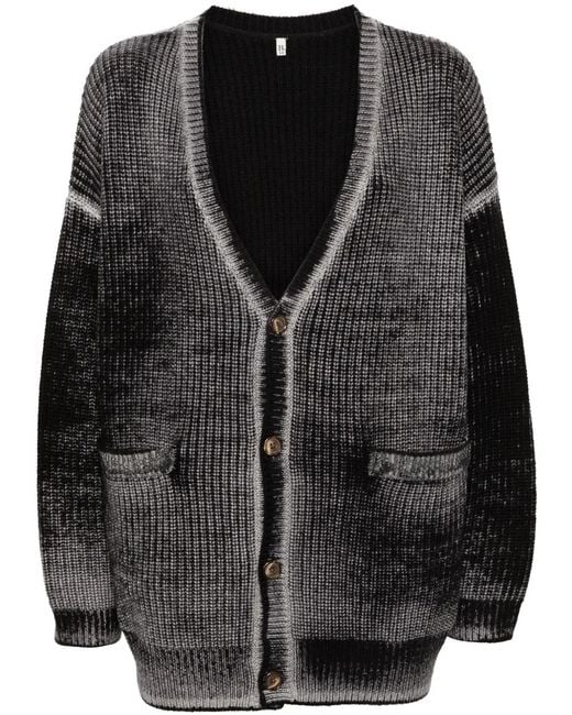 R13 Black Faded-Effect Cardigan