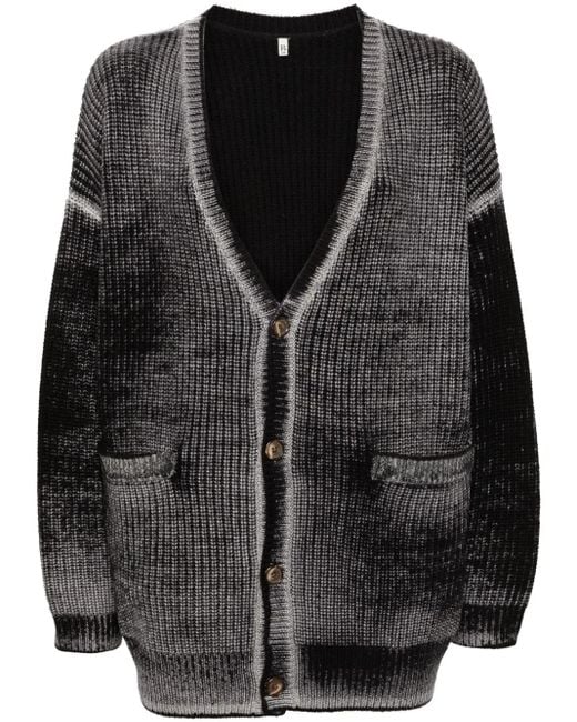 R13 Black Faded-Effect Cardigan