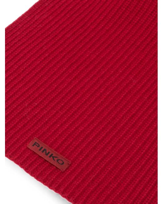 Pinko Red Ribbed-Knit Scarf