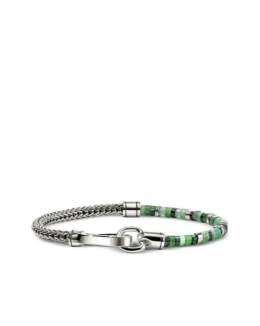 John Hardy Metallic Sterling Heishi Chain Malachite Bracelet for men