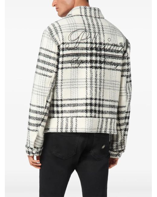 Philipp Plein Gray Checked Jacket for men