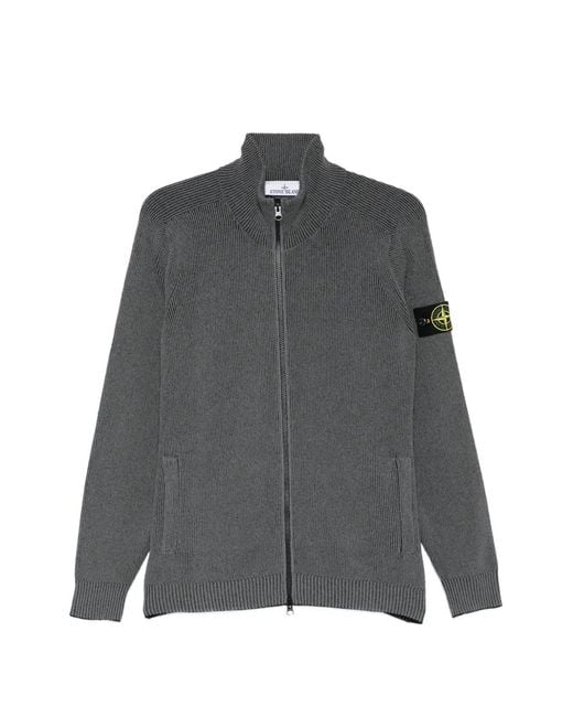 Stone Island Gray 5100034 Plated Rib Cotton Bouclé Jumper for men