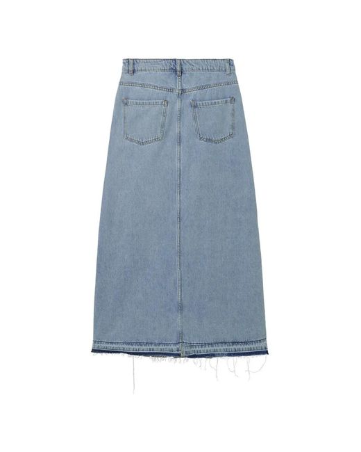 B+ AB Blue Frayed Split Skirt