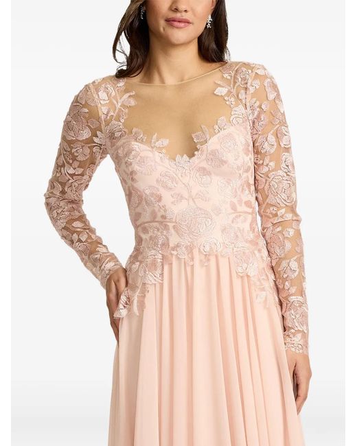 Tadashi Shoji Pink Floral Long-Sleeved Dress