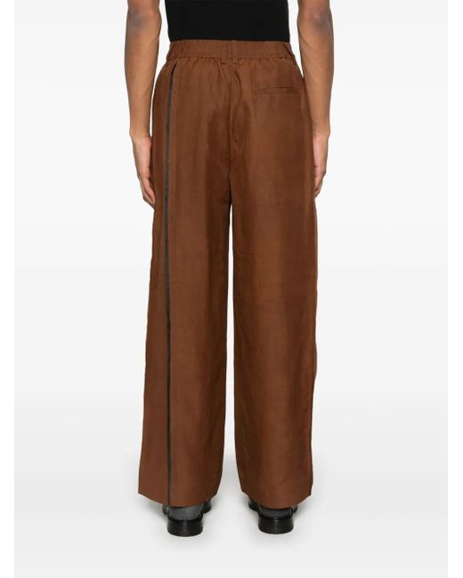 Pantalones de seda Feng Chen Wang de hombre de color Brown