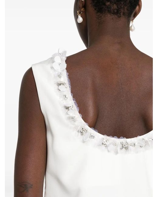 P.A.R.O.S.H. White Sequin-Embellished Mini Dress