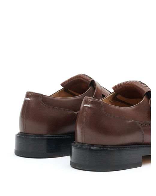 Maison Margiela Brown Tabi Monster Fringed Leather Brogues for men