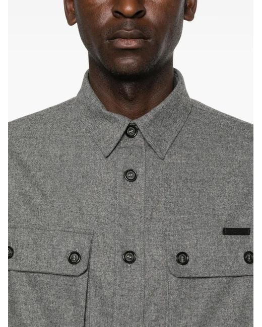 Paolo Pecora Button-Down Shirtjack Met Dubbele Zak in het Gray voor heren