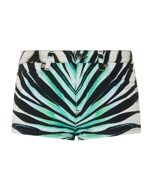 Roberto Cavalli Green Ray Of Sea-Print Shorts