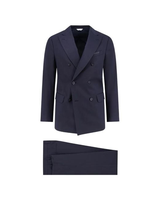 Boglioli Blue Double-Breasted Suit for men