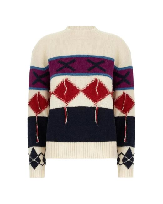 Iceberg White Diamond-Patterned Round-Neck Sweater