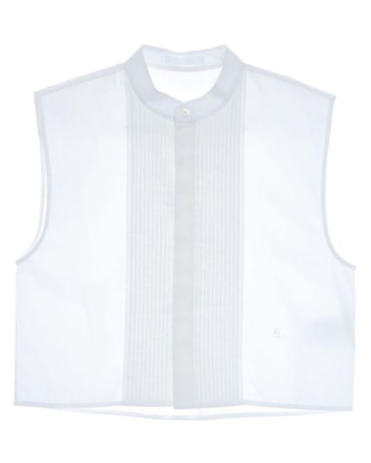 Helmut Lang White Sleeveless Tuxedo Shirt